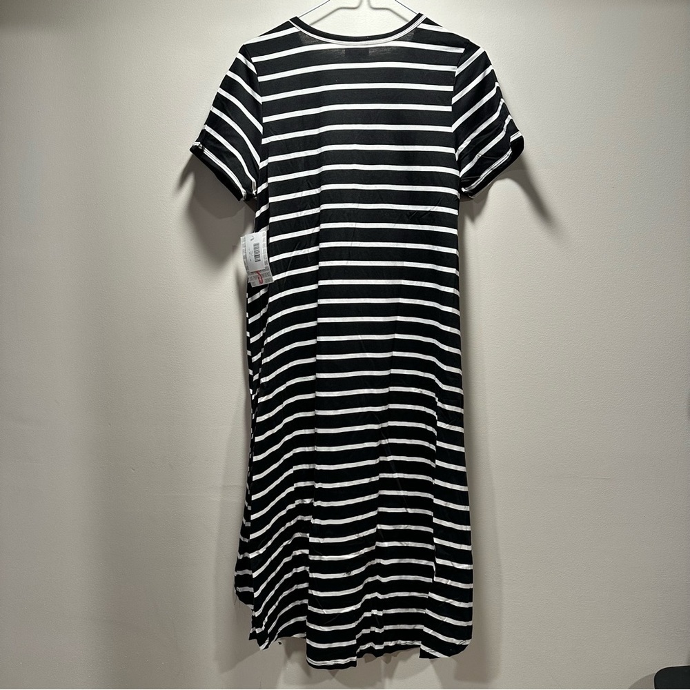 LulaRoe Carly Midi Dress High Low Hem Stretchy Comfortable Black & White S 6-8 - Picture 11 of 15